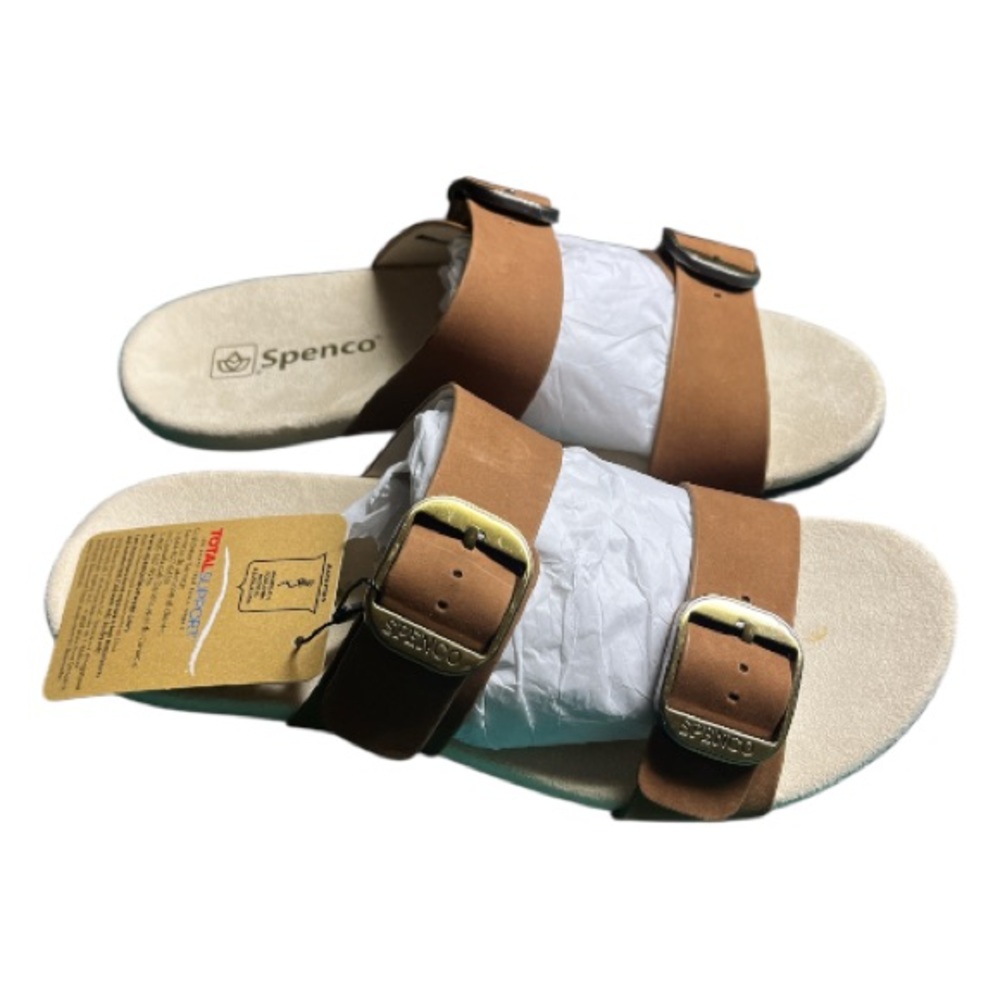 Waco Shoe Company New Spenco Brown Leather Vista 9D Sandals